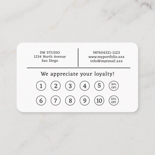 コーム美容師ヘアドレッサーフラットロイヤリティカード ロイヤリティカード (裏面)