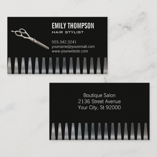 コーム |はさみ |美容師 名刺 (正面/裏面)