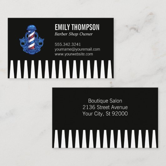 コーム | 理容師極 名刺 (正面/裏面)