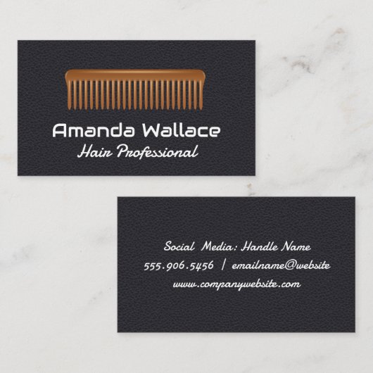 コーム |革の背景 名刺 (正面/裏面)