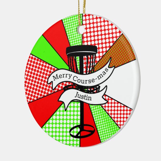 コーメリースマスディスクゴルフパンパーソナライズされた セラミックオーナメント (左)