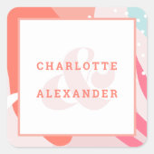 コーモダンル結婚ズ新郎新婦テンプレート スクエアシール (正面)