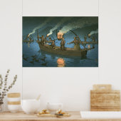 コーモラン魚釣り川瀬蓮井1954 ポスター (キッチン)