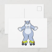コーラとローラースケートを履いたヒポポタマス ポストカード (正面/裏面)