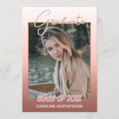 コーラエレガントスタイリッシュル赤面ピンク卒業 案内状 (正面)