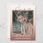 コーラエレガントスタイリッシュル赤面ピンク卒業 案内状 (正面)