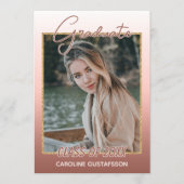 コーラエレガントスタイリッシュル赤面ピンク卒業 案内状 (正面)