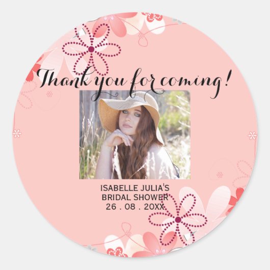 コーラエレガントルありがとうござ来います！ブライダルシャワー ラウンドシール (正面)