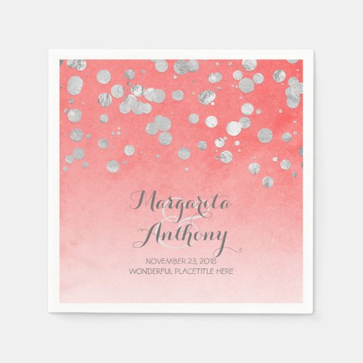 コーラエレガントルとシルバー結婚ズ スタンダードカクテルナプキン (正面)