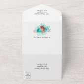 コーラスペインのルとティール(緑がかった色)のフローラ結婚が1つになったI オールインワン招待状 (外側)