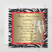 コーラスレッド ハイヒール 靴 レッド ゼブラ 誕生日 招待状 (裏面)