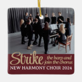 コーラス合唱団メリークリスマスシンガーミュージックフォト セラミックオーナメント (正面)