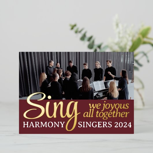 コーラス合唱団メリークリスマスシンガーミュージックフォト 箔シーズンカード (立ち正面)