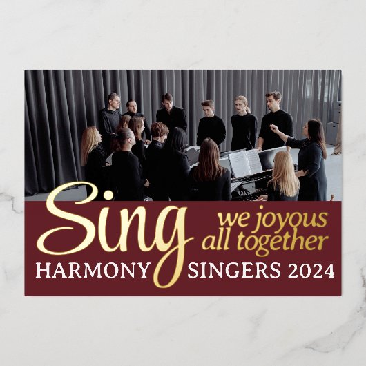 コーラス合唱団メリークリスマスシンガーミュージックフォト 箔シーズンカード (正面)