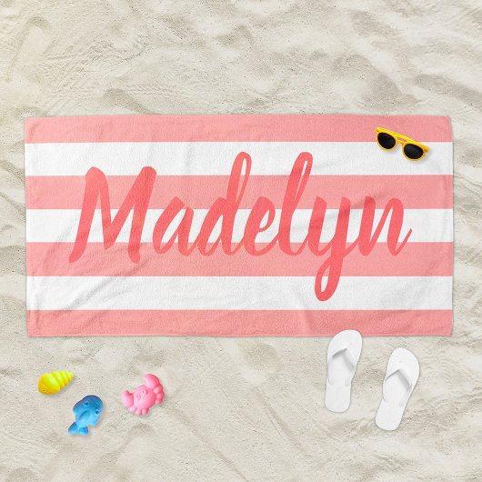 コーラパーソナライズされたルストライプのスクリプト名 ビーチタオル