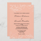 コーラモダンエレガントル白フローラ結婚ズ 招待状 (正面/裏面)