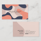コーラモダンネイブルー抽象芸術パターンのミニマル 名刺 (正面/裏面)