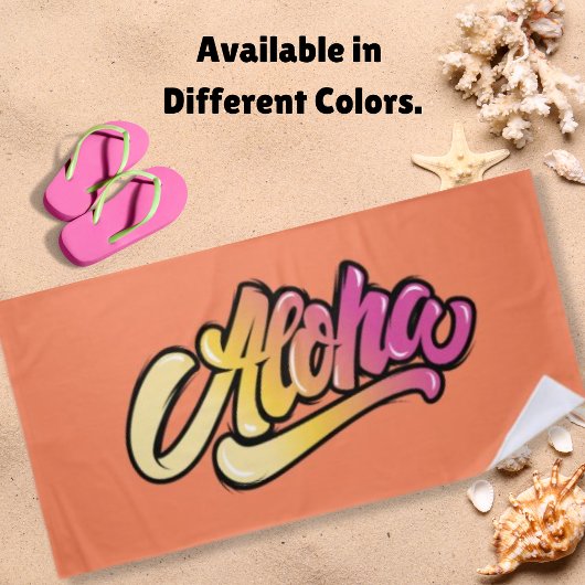 コーラモダンファンキール |アレーオレンジ・アロハ ビーチタオル