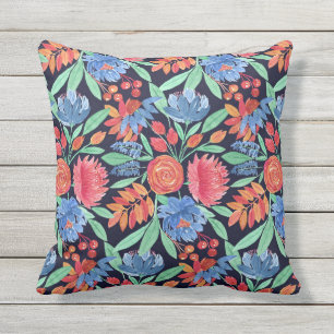 コーラモダンルアートブルーフローラ水の色パターン アウトドアクッション