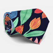 コーラモダンルアートブルーフローラ水の色パターン ネクタイ (ロール)