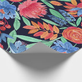 コーラモダンルアートブルーフローラ水の色パターン ラッピングペーパー (角)