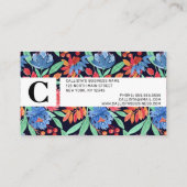 コーラモダンルアートブルーフローラ水の色パターン 名刺 (裏面)