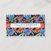 コーラモダンルアートブルーフローラ水の色パターン 名刺 (正面)
