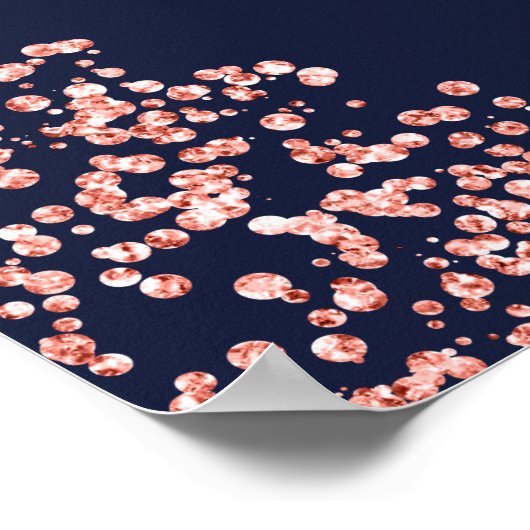 コーラモダンルグリッターネイビー結婚ウェルカム ポスター (角)