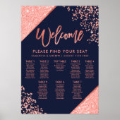 コーラモダンルグリッターネイビー結婚ブルー ポスター (正面)