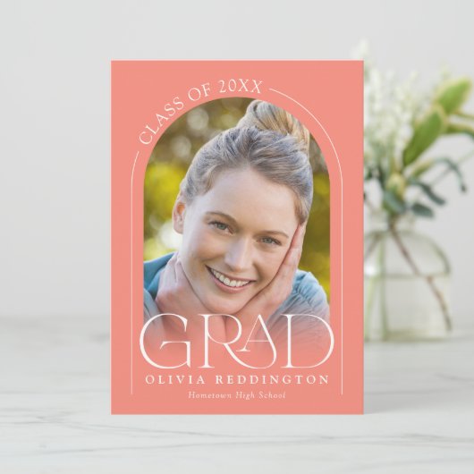 コーラモダンルミニマル2フォトアーチ卒業 案内状 (スタンド正面)