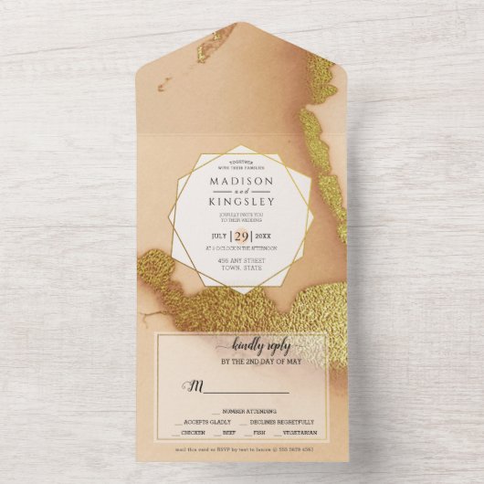 コーラモダンル抽象芸術🌸インキー油結婚ズ オールインワン招待状 (内側)