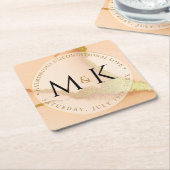 コーラモダンル抽象芸術💡インキー油結婚ズ スクエアペーパーコースター (アングル)