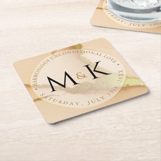 コーラモダンル抽象芸術💡インキー油結婚ズ スクエアペーパーコースター (アングル)