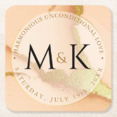 コーラモダンル抽象芸術💡インキー油結婚ズ スクエアペーパーコースター (正面)