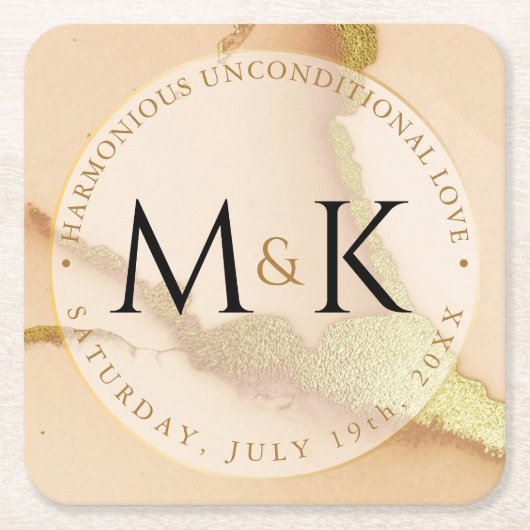 コーラモダンル抽象芸術💡インキー油結婚ズ スクエアペーパーコースター (正面)