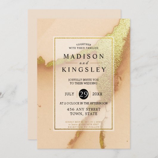 コーラモダンル抽象芸術🌸インキー油結婚ズ 招待状 (正面/裏面)