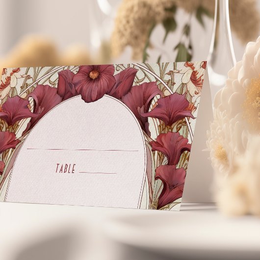 コーラリリー名結婚のテーブルヴィンテージアールヌーボー プレイスカード