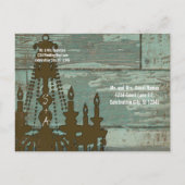 コーラルお洒落ハートリーフツリー日付の保存 案内ポストカード (裏面)