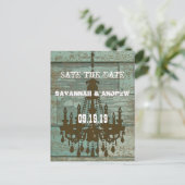 コーラルお洒落ハートリーフツリー日付の保存 案内ポストカード (スタンド正面)