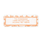 コーラルお洒落ラブバードスワーズ差出人住所 ラベル (正面)