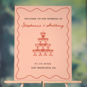 コーラルお洒落&さくらんぼレッドシャンパーニュ結婚ーズ アクリルサイン (ニュートラル)