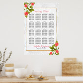 コーラルかわいらしバラの花 – シーティングチャート ポスター (キッチン)