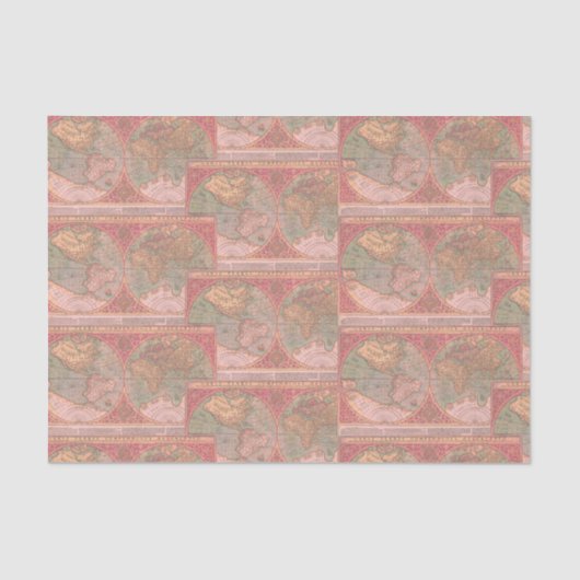 コーラルかわいらしヴィンテージラテンワールドマップデクページ 薄葉紙 (正面)