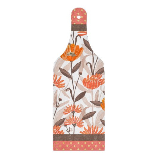 コーラルかわいらし&オレンジフローラパネル カッティングボード (正面)