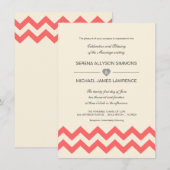 コーラルとアイボリーシェブロン結婚式招待状 招待状 (正面/裏面)