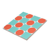 コーラルとアクアサークルチェッカーボード タイル (側面)