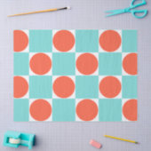 コーラルとアクアサークルチェッカーボード 薄葉紙 (クラフト)
