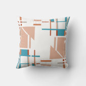 コーラルとアクア錆の垂線デザインオンホワイト クッション (裏面)