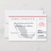 コーラルとグレイの出欠確認ボーディングパス メキシコへ 出欠カード (正面)