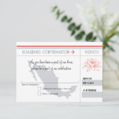 コーラルとグレイの出欠確認ボーディングパス メキシコへ 出欠カード (スタンド正面)